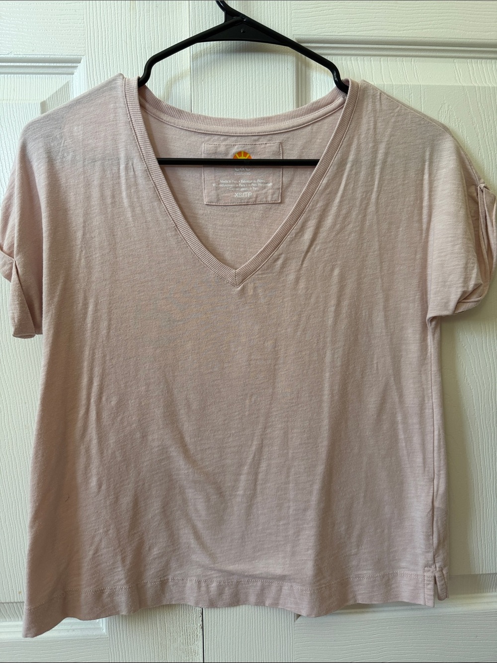 Women's V-Neck Short Sleeve Top - Light Mauve
